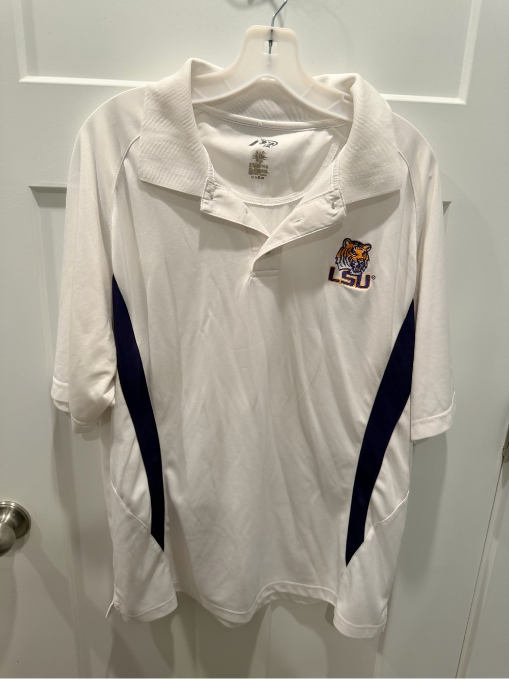 LSU Tigers Men’s Large White Purple Performance Polo Shirt NCAA